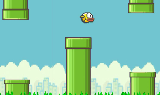 Picture of Flappy Bird game play.