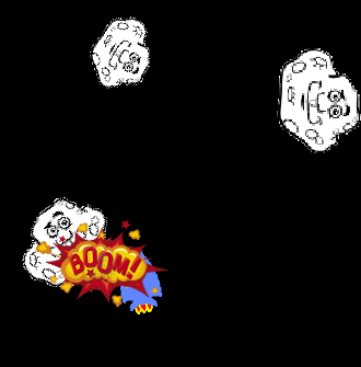 Image of the Spaceship exploding when colliding with an asteroid.