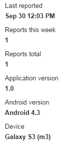 Crash report information